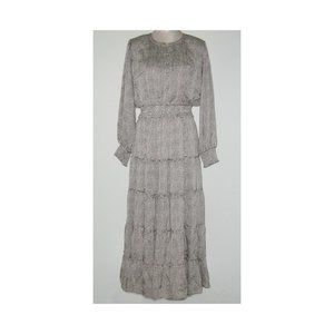 NWT Elie Tahari Stretch Silk SNAKE Mesh Print Tiered MAXI Dress Women L MSRP$495